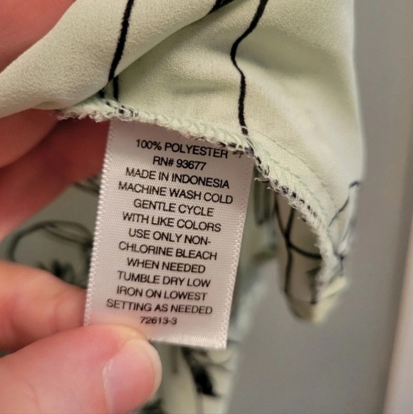 Worthington Floral Mint Green Tie Button-Up Blouse Medium Retro Chic EUC - Picture 8 of 8